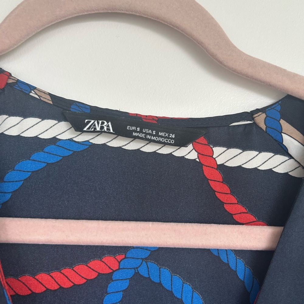 Zara Navy Dress with Rope Pattern - Picture 2 of 2